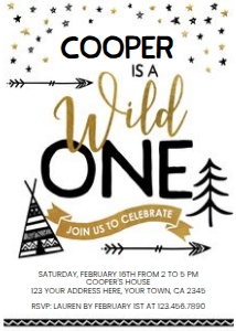 Wild One Birthday Invitation (white, arrows) - www.printerfairy.com design preview