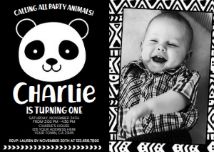 Panda Birthday Invitation with Photo - www.printerfairy.com design preview