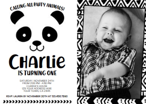 Panda Birthday Invitation with Photo - www.printerfairy.com design preview