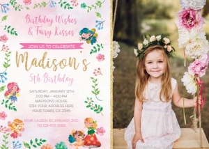 Fairies Birthday Party Invitation with Photo - www.printerfairy.com: Fairy-Invitation 001-Photo