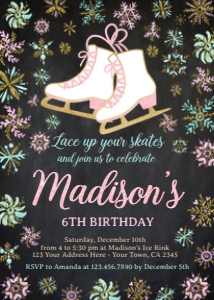 Ice Skating Birthday Party Invitation - www.printerfairy.com design preview