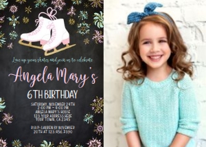 Ice Skating Birthday Party Invitation with Photo - www.printerfairy.com design preview
