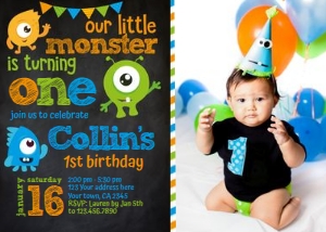 Little Monster Birthday Party Invitation with Photo - www.printerfairy.com: Little Monster Birthday Party Invitation with Photo - www.printerfairy.com
