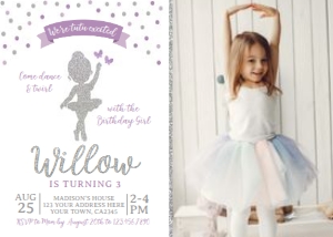Ballerina Birthday Party Invitation with Photo - www.printerfairy.com: Ballerina_003Photo