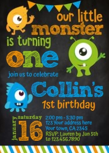Monster Birthday Party Invitation - www.printerfairy.com: LittleMonster_Black