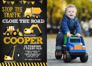 Construction Birthday Party Invitation with Photo - www.printerfairy.com: Construction_Invitation002-Photo