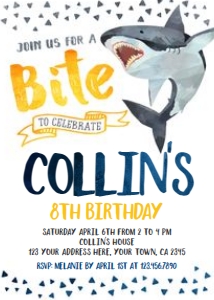 Shark Invitation - www.printerfairy.com design preview
