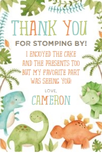 Dinosaur Party Thank You Card (orange, white) - www.printerfairy.com: Dinosaur Party Thank You Card (orange, white) - www.printerfairy.com
