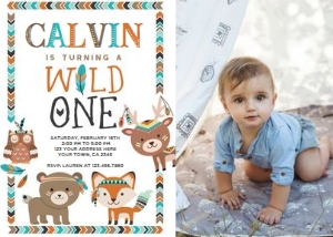 Wild One Tribal Invitation with photo - www.printerfairy.com: Wild One Tribal Invitation with photo - www.printerfairy.com