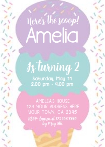 Ice Cream Birthday Party Invitation (pink, violet) - www.printerfairy.com: Ice Cream Birthday Party Invitation (pink, violet) - www.printerfairy.com