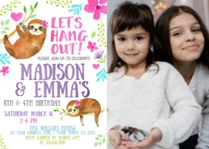 Sloth_Invitation_Siblings-Photo design preview