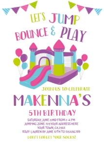 Jump Party Birthday Invitation - www.printerfairy.com design preview