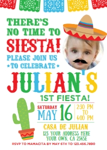 Fiesta Birthday Invitation with Photo (white) - www.printerfairy.com design preview