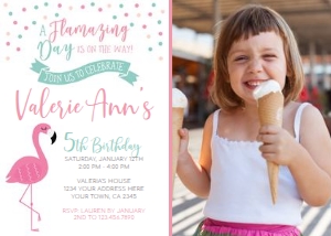 Flamingo Party Birthday Invitation with Photo - www.printerfairy.com design preview