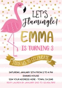 Flamingo Party Birthday Invitation - www.printerfairy.com: Flamingo Party Birthday Invitation - www.printerfairy.com
