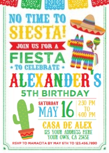 Fiesta Birthday Invitation (white) - www.printerfairy.com design preview