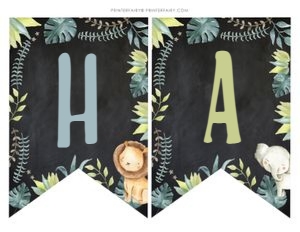 Jungle Birthday Banner (green black) - www.printerfairy.com: Jungle Birthday Banner (green black) - www.printerfairy.com