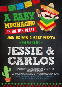 Baby Muchacho Fiesta Invitation (black) - www.printerfairy.com design preview
