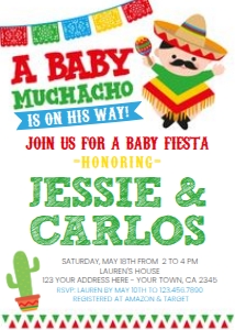 Baby Muchacho Invitation - White design preview