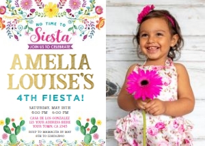 Fiesta Floral Birthday Invitation with Photo - www.printerfairy.com: Fiesta Floral Birthday Invitation with Photo - www.printerfairy.com