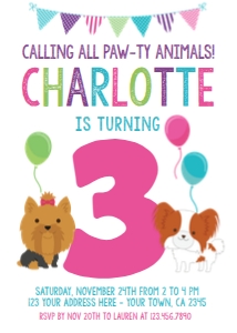 Puppy Third Birthday Party Invitation - www.printerfairy.com: Puppy Third Birthday Party Invitation - www.printerfairy.com