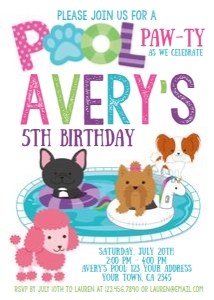 Pool Pawty Birthday Invitation - www.printerfairy.com: Pool Pawty 02