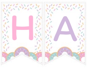 Donut Birthday Banner - www.printerfairy.com design preview