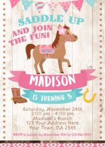 Pony Birthday Invitation - www.printerfairy.com design preview