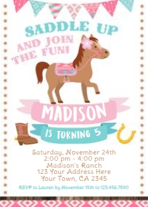 Pony Birthday Invitation - www.printerfairy.com design preview