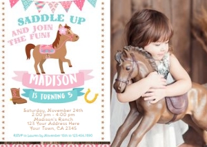 Pony Birthday Invitation with Photo - www.printerfairy.com: Pony Birthday Invitation with Photo - www.printerfairy.com