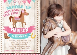 Pony Birthday Invitation with Photo - www.printerfairy.com design preview