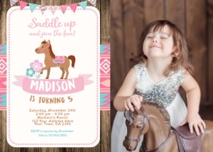Pony Birthday Invitation with Photo - www.printerfairy.com: Pony Birthday Invitation with Photo - www.printerfairy.com