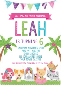 Puppies Luau Invitation - www.printerfairy.com: Puppies Luau Invitation - www.printerfairy.com