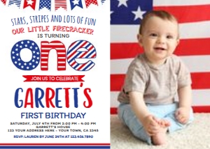 4th July First Birthday Invitation Photo - www.printerfairy.com design preview