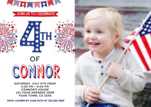 4th July 4th Birthday Invitation Photo- www.printerfairy.com: 4th July 4th Birthday Invitation Photo - www.printerfairy.com