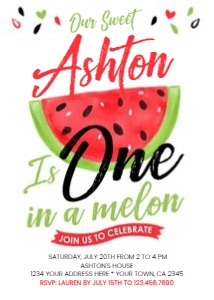 One in a Melon Birthday Invitation2 - www.printerfairy.com design preview