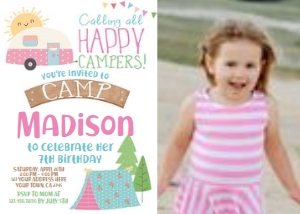 Camping Party Invitation with Photo - www.printerfairy.com design preview