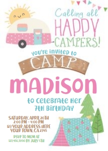 Camping Invitation - www.printerfairy.com design preview