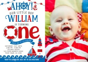 Nautical First Birthday Invitation Photo - www.printerfairy.com design preview