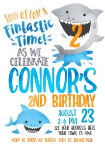 Shark Birthday Invitation - www.printerfairy.com design preview