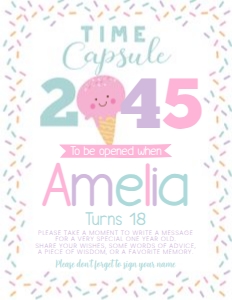 Ice Cream Time Capsule (pink white) - SIGN - www.printerfairy.com: Ice Cream Time Capsule (pink white) - www.printerfairy.com
