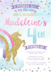 Unicorn Birthday Invitation003 - www.printerfairy.com design preview