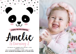 Panda Birthday Invitation with Photo - www.printerfairy.com design preview