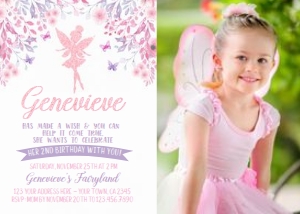 Fairies Birthday Party Invitation with Photo - www.printerfairy.com design preview