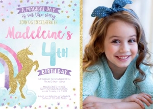 Unicorn Birthday Invitation003 Photo - www.printerfairy.com design preview