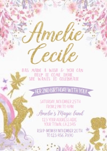 Fairy, Unicorn & Mermaid Birthday Invitation - www.printerfairy.com: Fairy, Unicorn & Mermaid Birthday Invitation - www.printerfairy.com