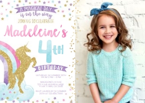 Unicorn Birthday Invitation002 Photo - www.printerfairy.com design preview