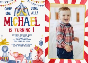 Circus Birthday Invitation002 Photo - www.printerfairy.com: Circus Birthday Invitation with Photo - www.printerfairy.com