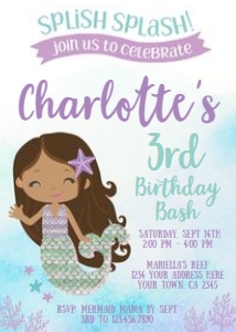 Mermaid Birthday Invitation005B - www.printerfairy.com design preview