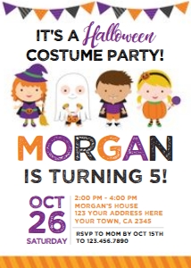 Halloween Costume Party Invitation - www.printerfairy.com design preview